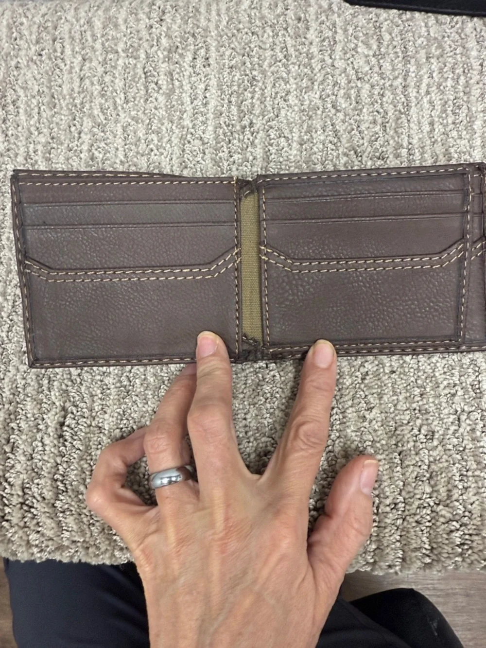 Levi's Dark Brown Leather Bi-Fold Card Holder Wallet